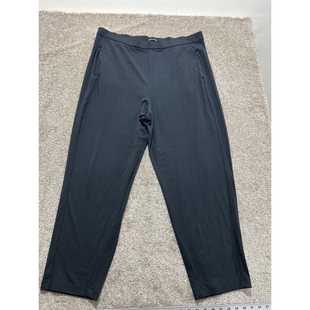 Eileen Fisher Women's XL Tencel Jersey straight leg cropped Pants in Gray‎